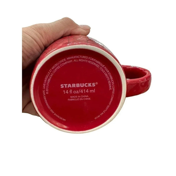 Starbucks Mug Red Heart Pattern Coffee Tea Mug Coffee Tea Cocoa Love 14 Oz - Picture 4 of 5